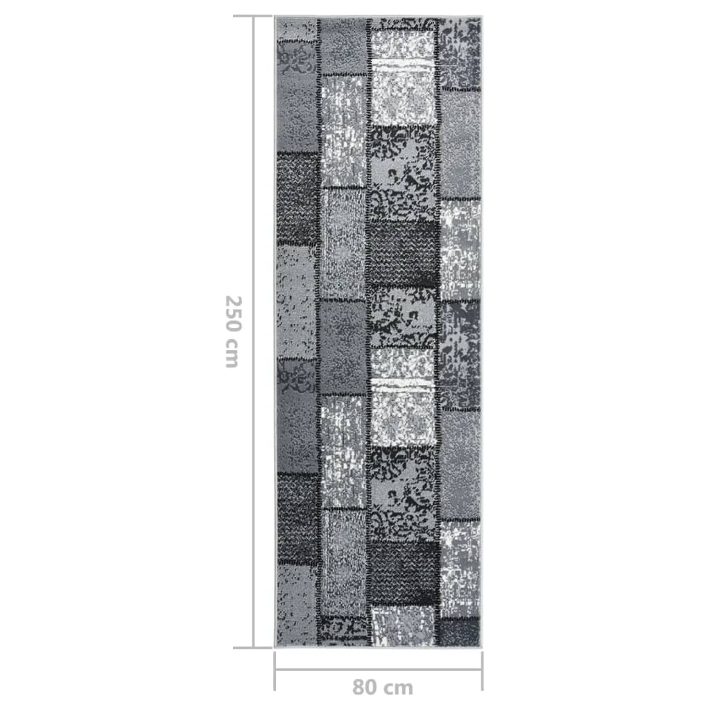 vidaXL Teppichläufer BCF Grau mit Blockmuster 80x250 cm