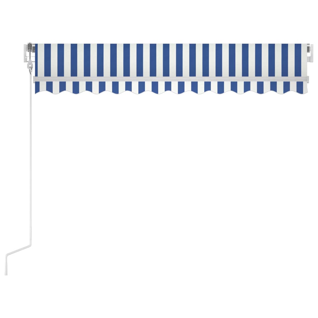 vidaXL Automatische Markise mit LED Windsensor 350x250 cm Blau Weiß