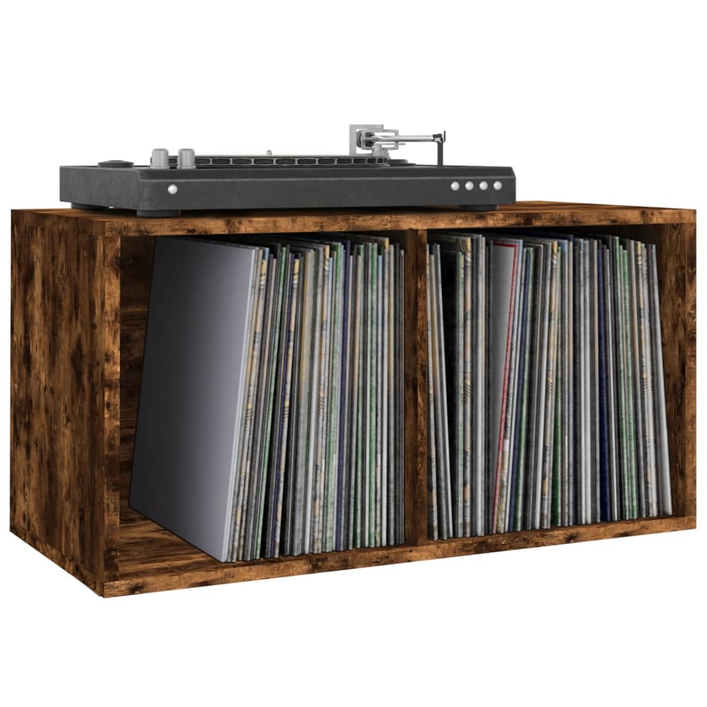 vidaXL Schallplatten-Box Räuchereiche 71x34x36 cm Holzwerkstoff
