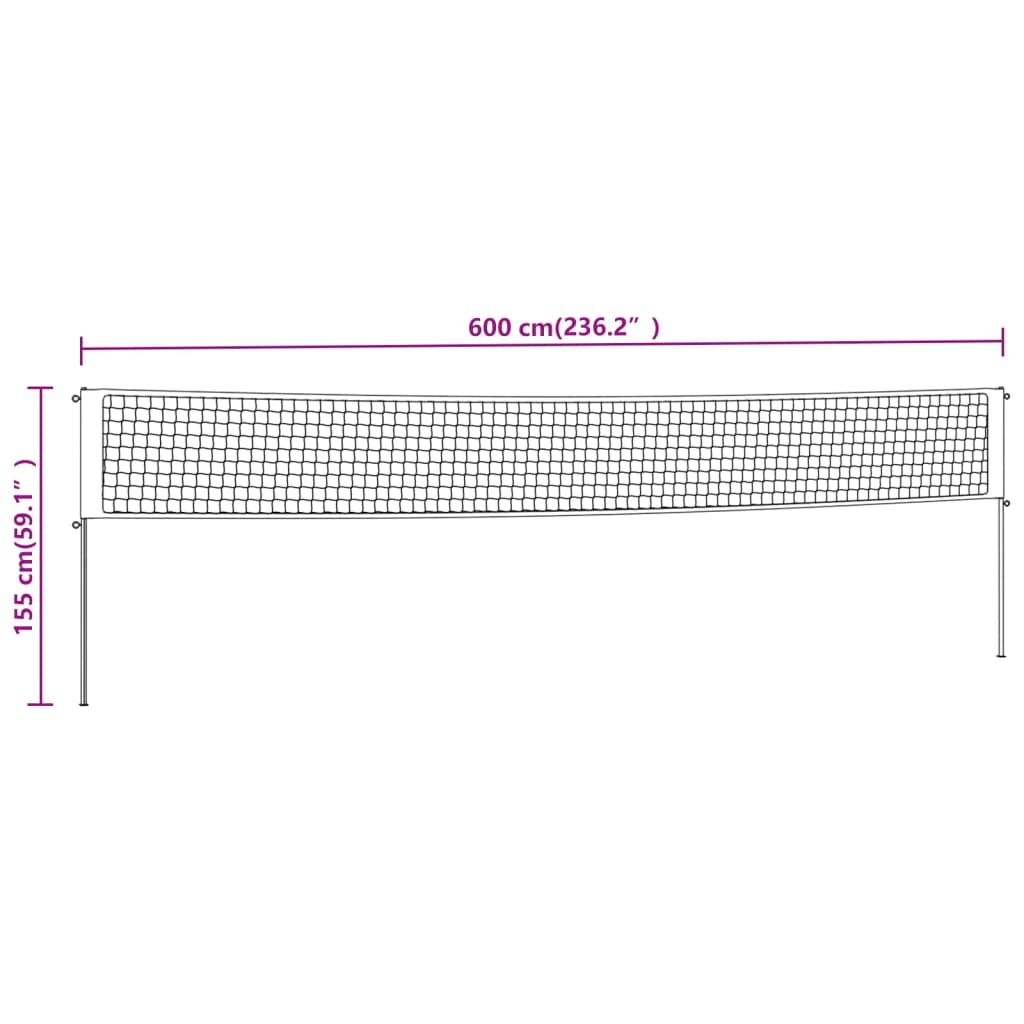vidaXL Badminton-Netz Gelb und Schwarz 600x155 cm PE-Gewebe