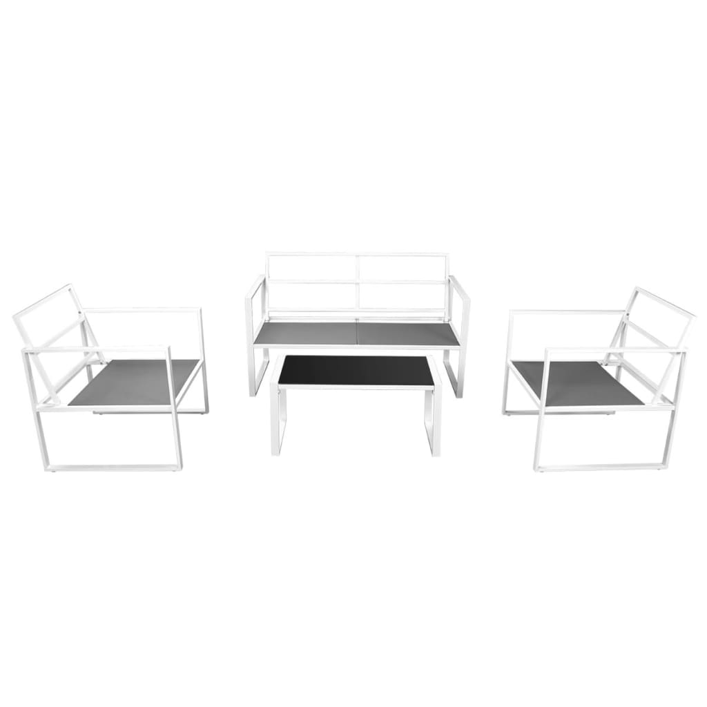 vidaXL 4-tlg. Garten-Lounge-Set mit Auflagen Stahl Weiß