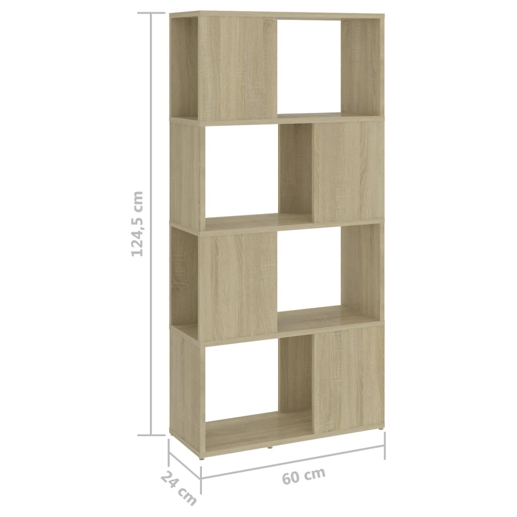 vidaXL Bücherregal Raumteiler Sonoma-Eiche 60x24x124,5cm Holzwerkstoff