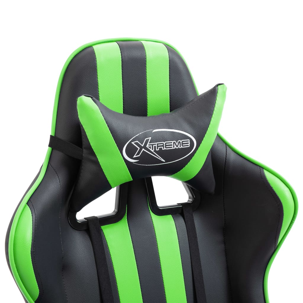 vidaXL Gaming-Stuhl mit Fußstütze Grün Kunstleder
