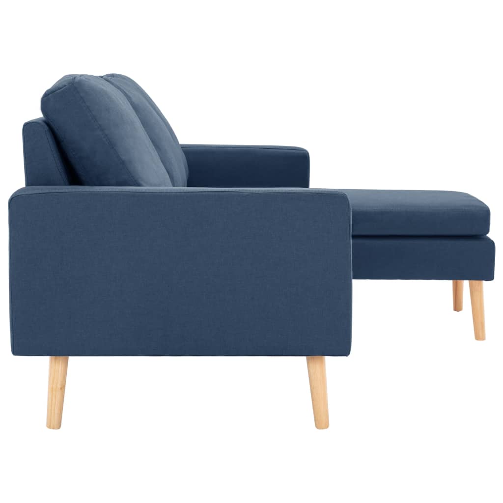 vidaXL 3-Sitzer-Sofa mit Hocker Blau Stoff