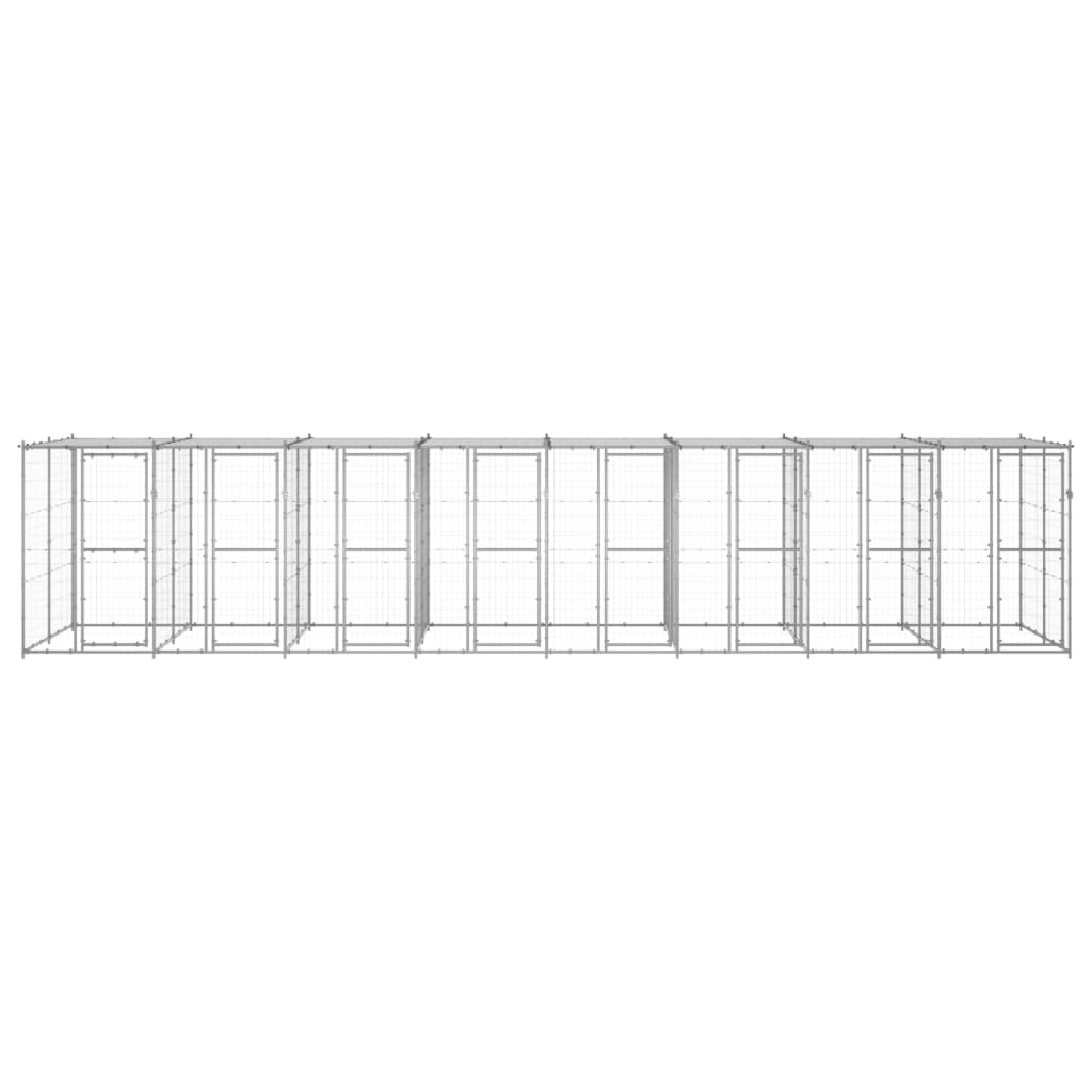 vidaXL Outdoor-Hundezwinger mit Überdachung Verzinkter Stahl 19,36 m²
