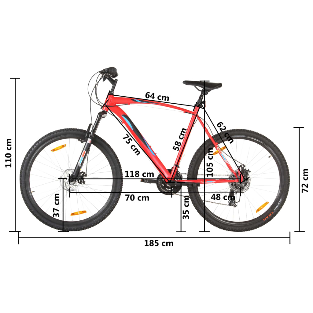 vidaXL Mountainbike 21 Gang 29 Zoll Rad 58 cm Rahmen Rot