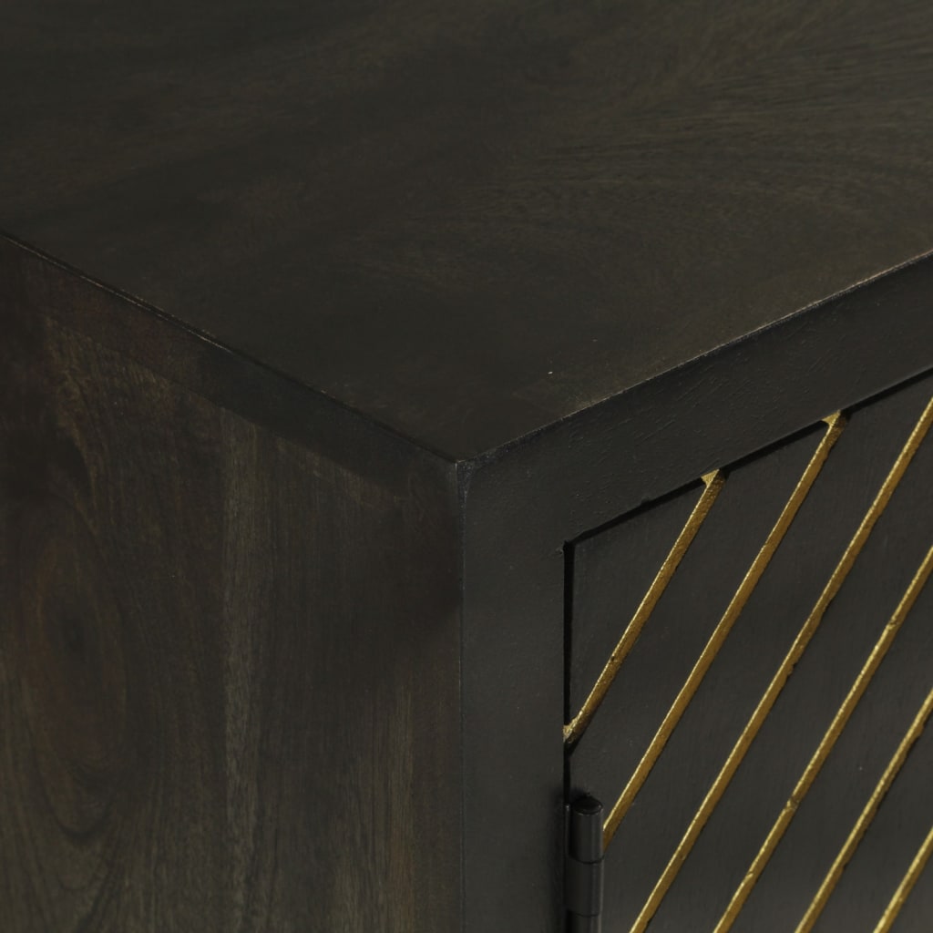 vidaXL Sideboard mit 2 Türen Schwarz Gold 55x30x75 cm Massivholz Mango