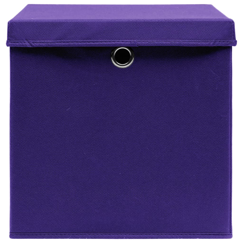 vidaXL Aufbewahrungsboxen mit Deckeln 4 Stk. Lila 32x32x32 cm Stoff