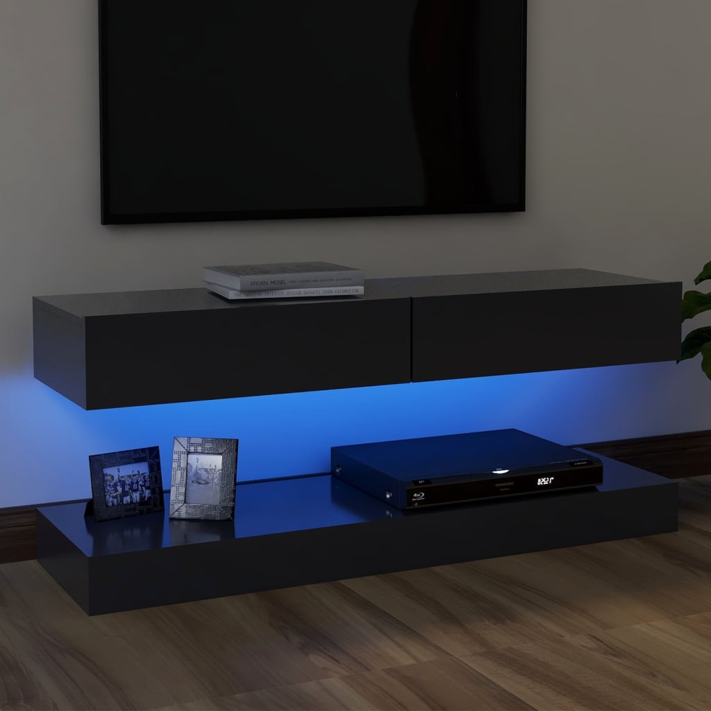 vidaXL TV-Schrank mit LED-Leuchten Grau 120x35cm
