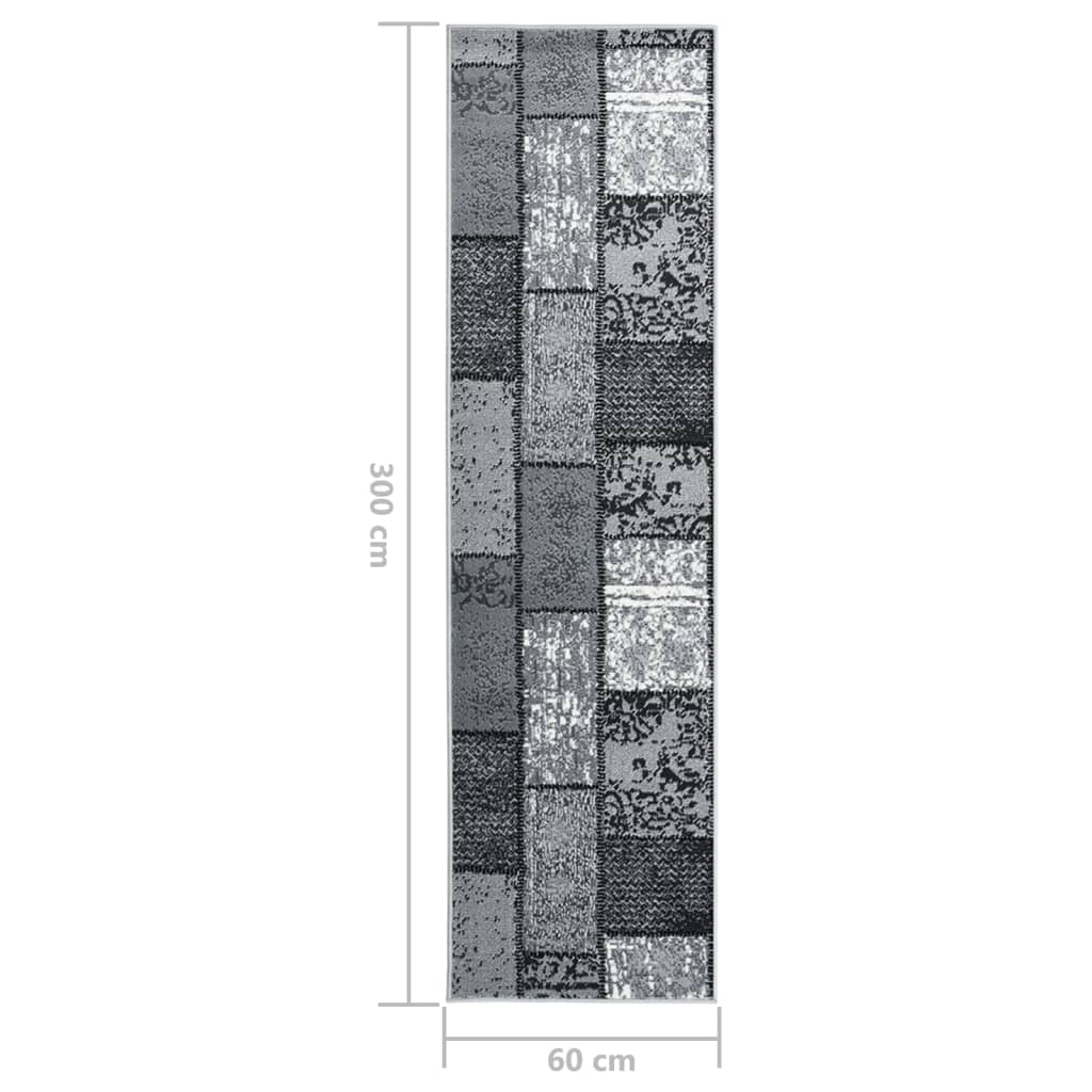 vidaXL Teppichläufer BCF Grau mit Blockmuster 60x300 cm