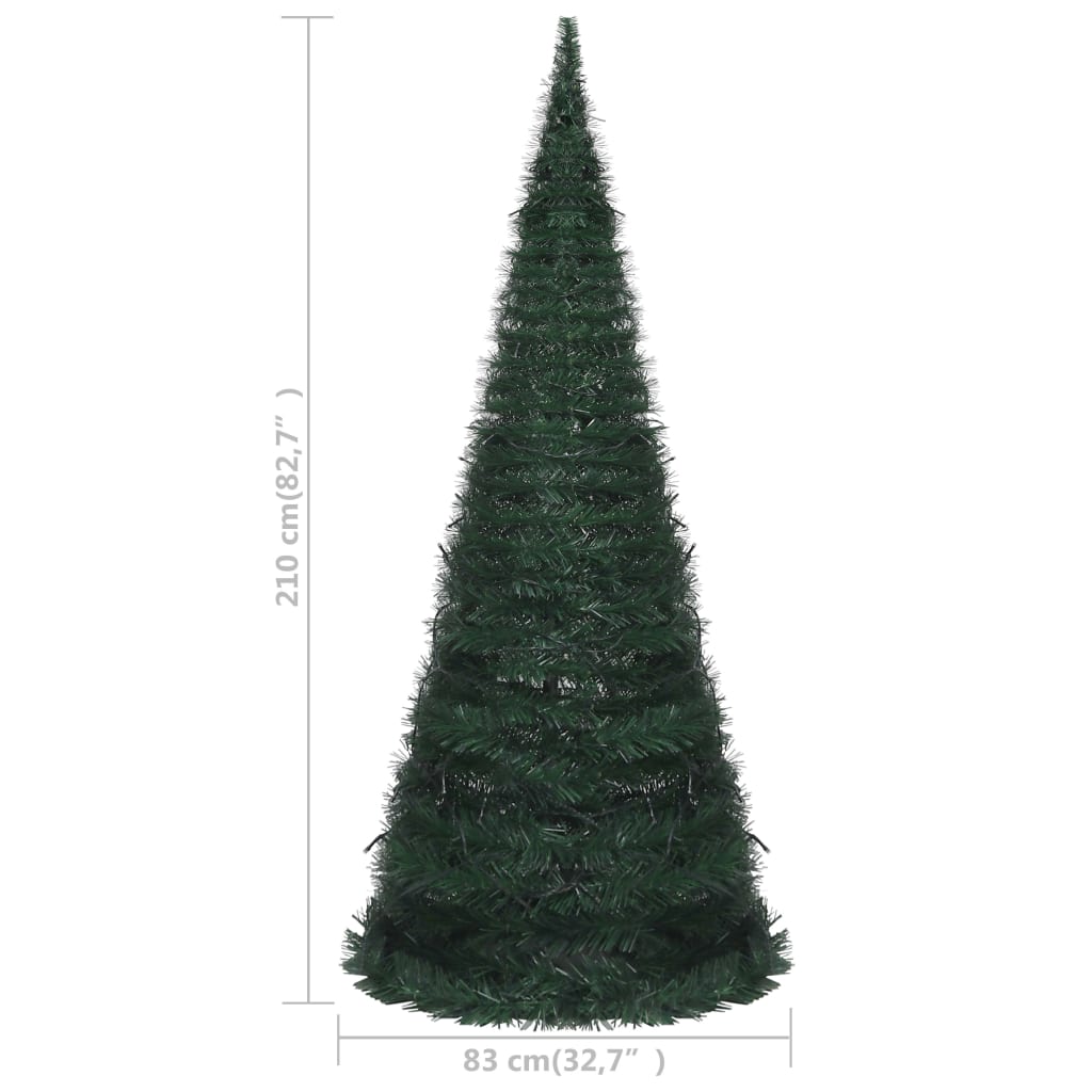 vidaXL Künstlicher Pop-Up-Weihnachtsbaum mit Beleuchtung Grün 210 cm