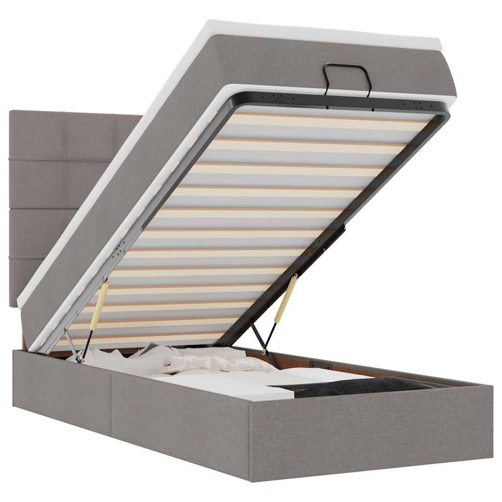 vidaXL Ottomane Bett mit Matratze & LEDs Taupe 90x200 cm Stoff | vidaXL.de