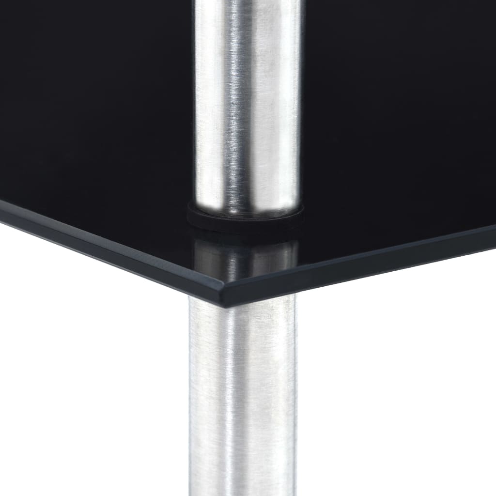 vidaXL Regal mit 5 Ablagen Schwarz 30x30x130 cm Hartglas