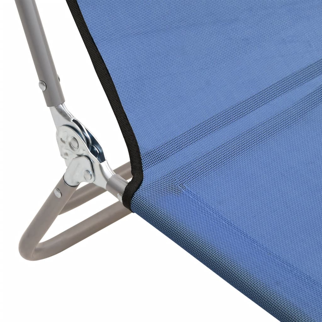 vidaXL Sonnenliegen Klappbar 2 Stk. Blau Textilene und Stahl