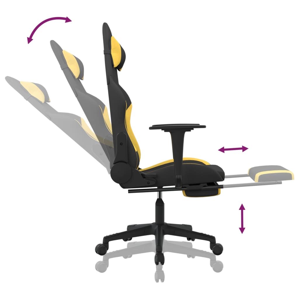 vidaXL Gaming-Stuhl mit Fußstütze Schwarz und Gelb Stoff
