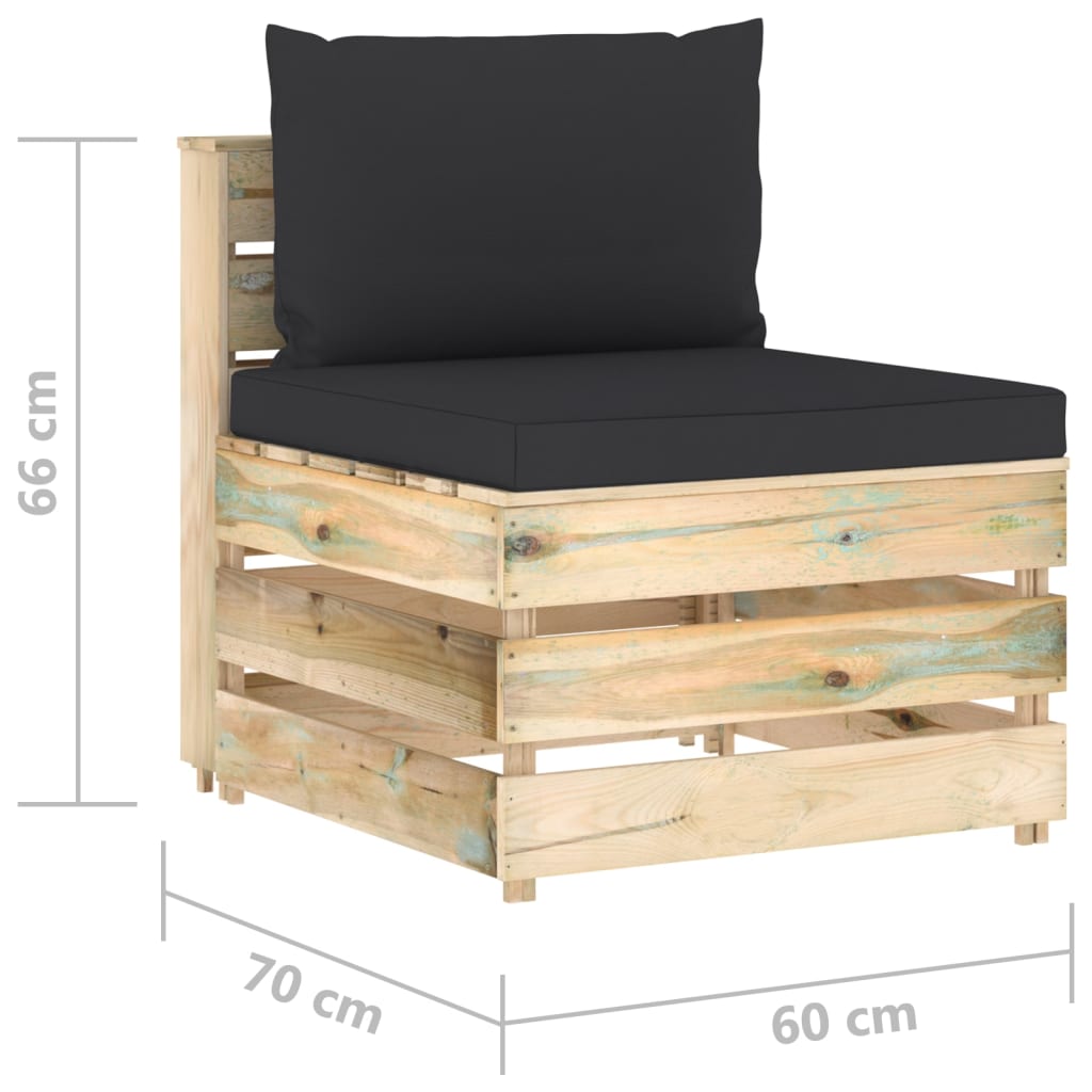 vidaXL 4-Sitzer Outdoor-Sofa mit Kissen Grün Imprägniertes Holz