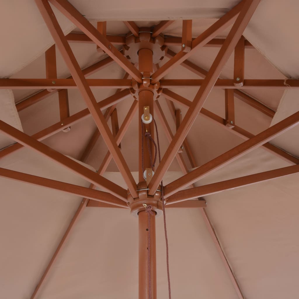vidaXL Sonnenschirm mit Doppeldach und Holzstange 270 cm Taupe