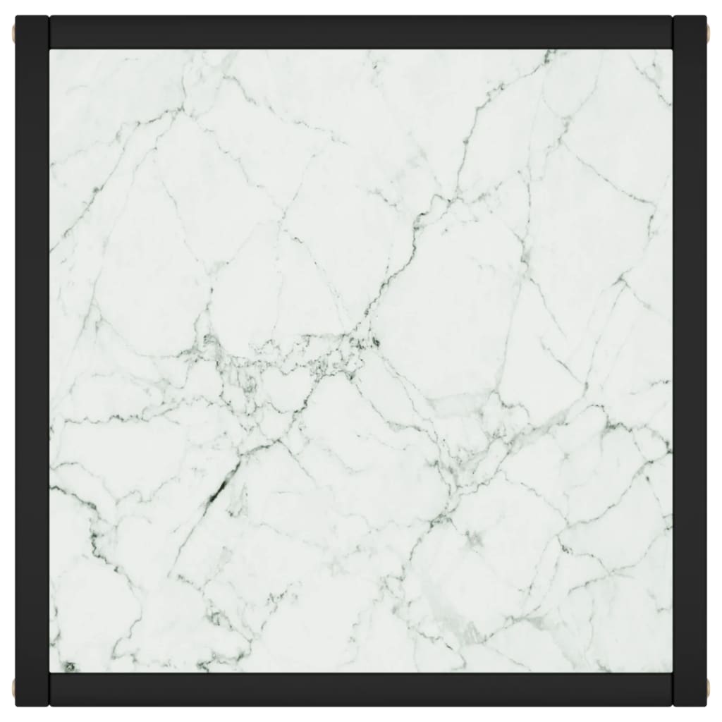 vidaXL Couchtisch Schwarz mit Weißem Glas Marmor-Optik 40x40x50 cm