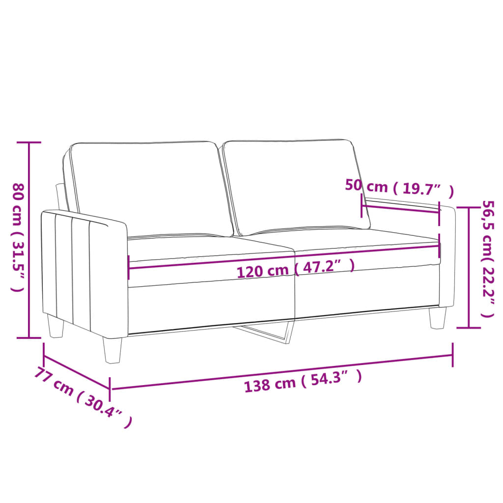 vidaXL 2-Sitzer-Sofa Creme 120 cm Stoff