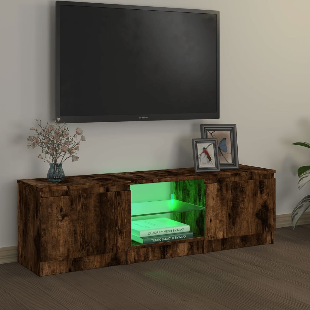 vidaXL TV-Schrank mit LED-Leuchten Räuchereiche 120x30x35,5 cm