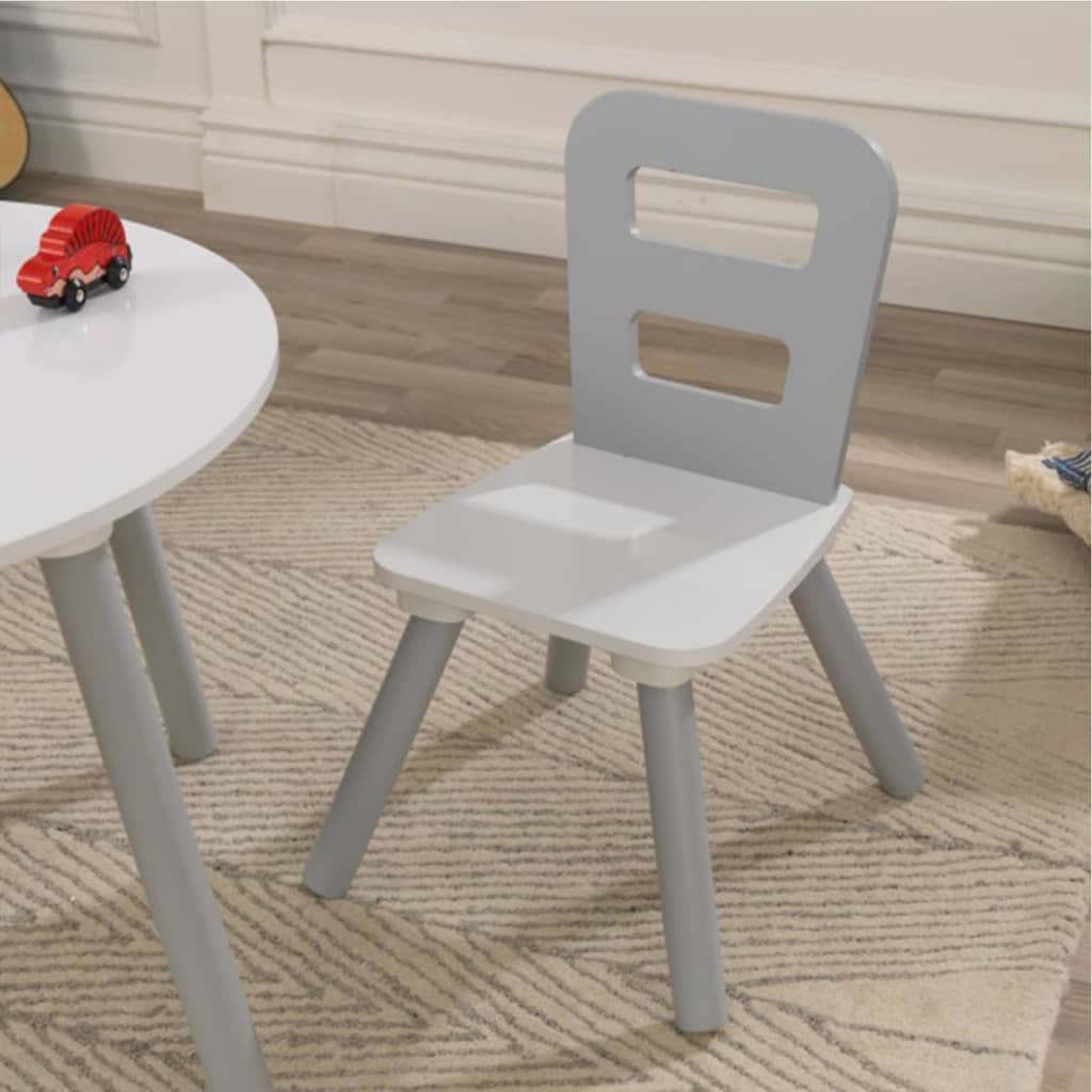 KidKraft Kindertisch mit 2 Stühlen Grau Massivholz 26166