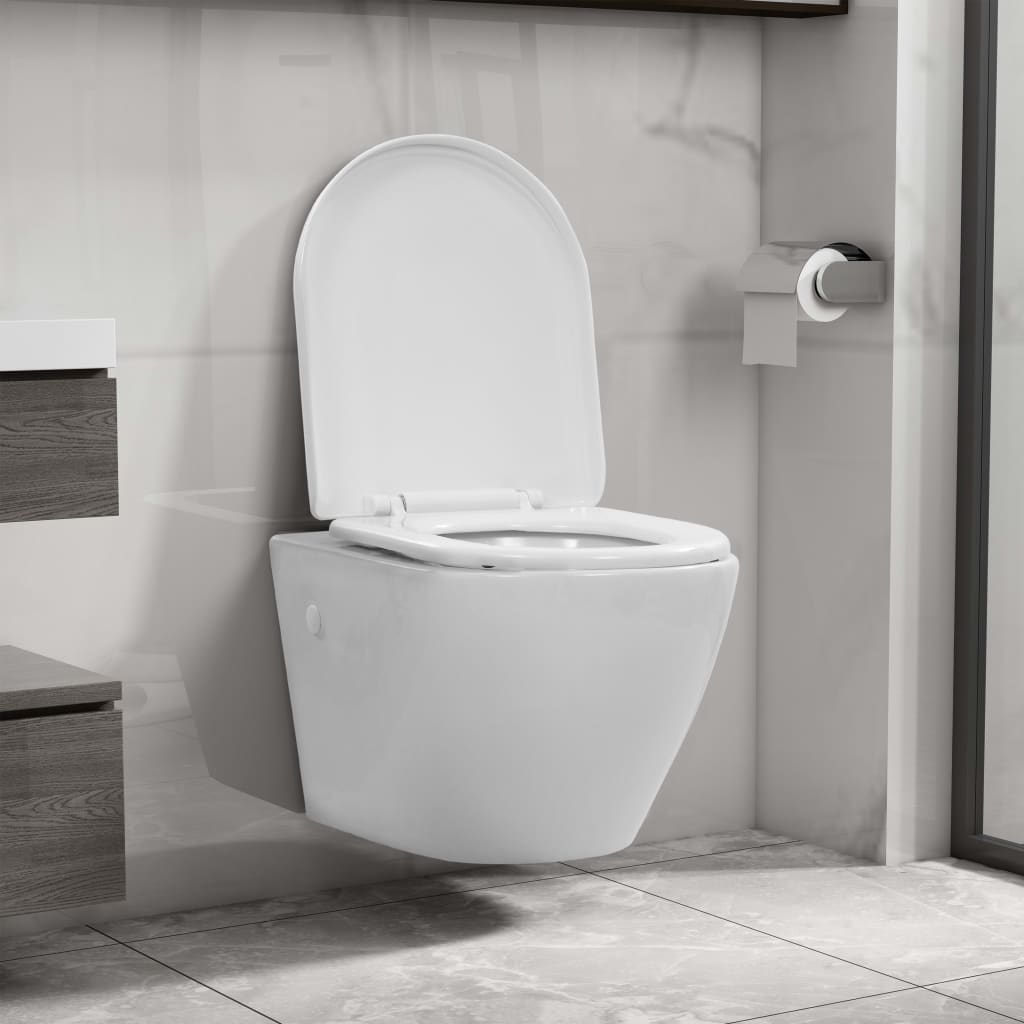 vidaXL Wand-WC ohne Spülrand Keramik Weiß