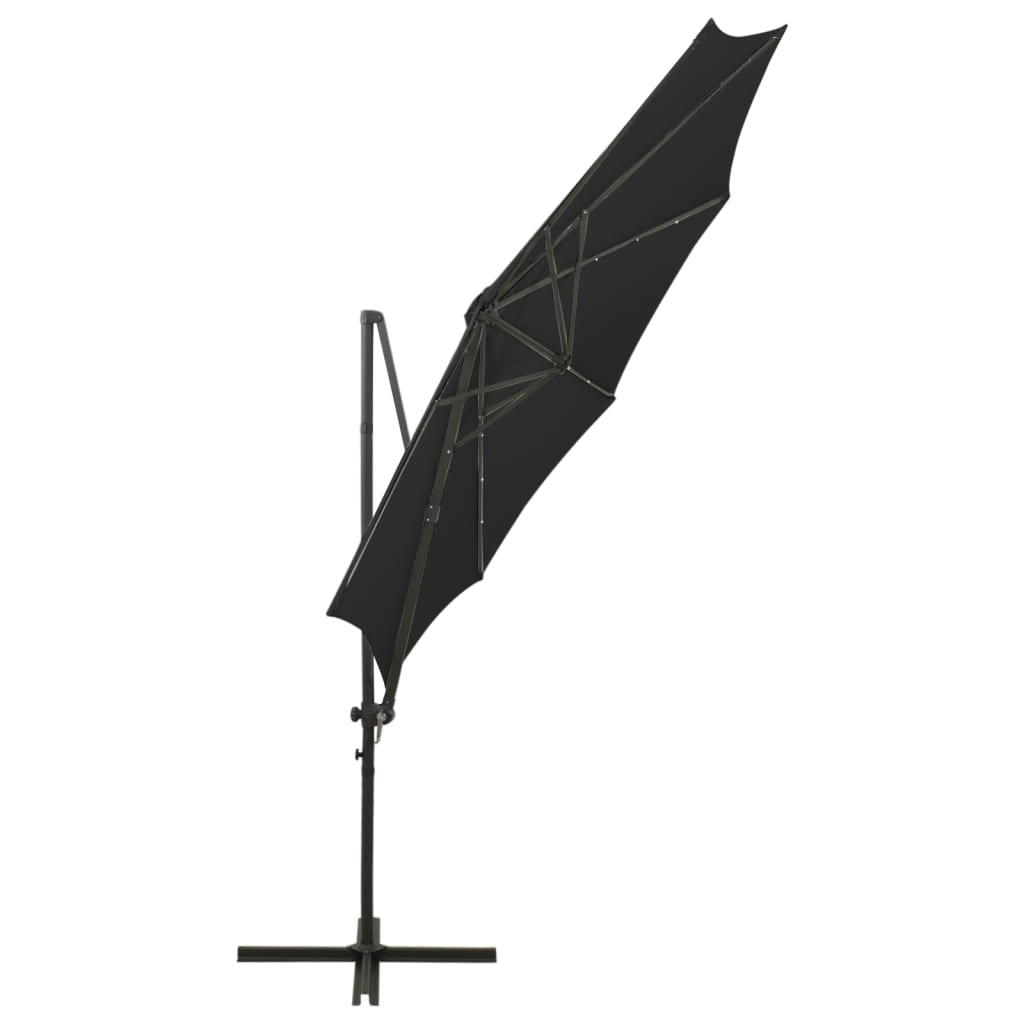 vidaXL Ampelschirm mit Mast und LED Schwarz 300 cm