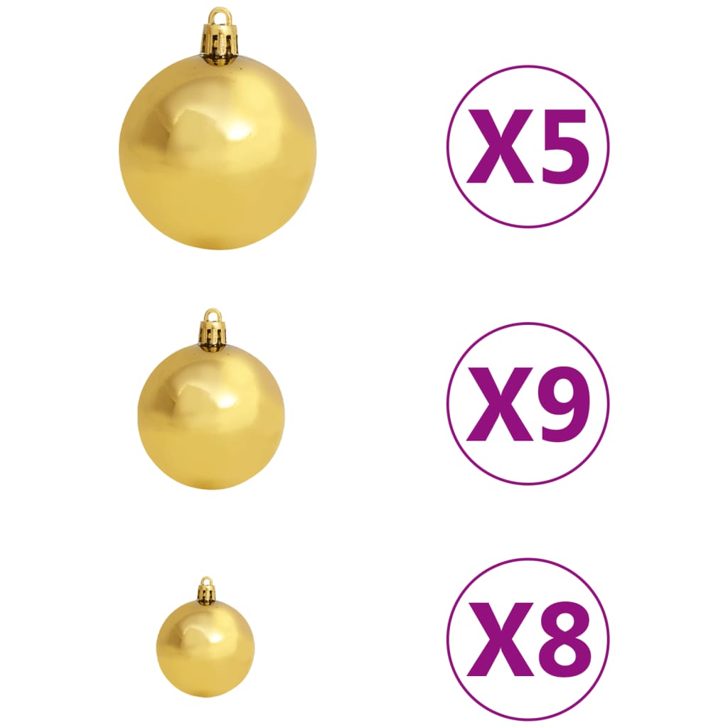 vidaXL 61-tlg. Weihnachtskugel-Set mit Spitze & 150 LEDs Golden Bronze