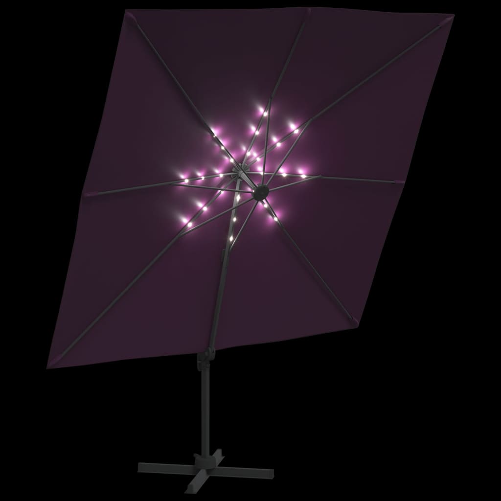 vidaXL LED-Ampelschirm Bordeauxrot 400x300 cm