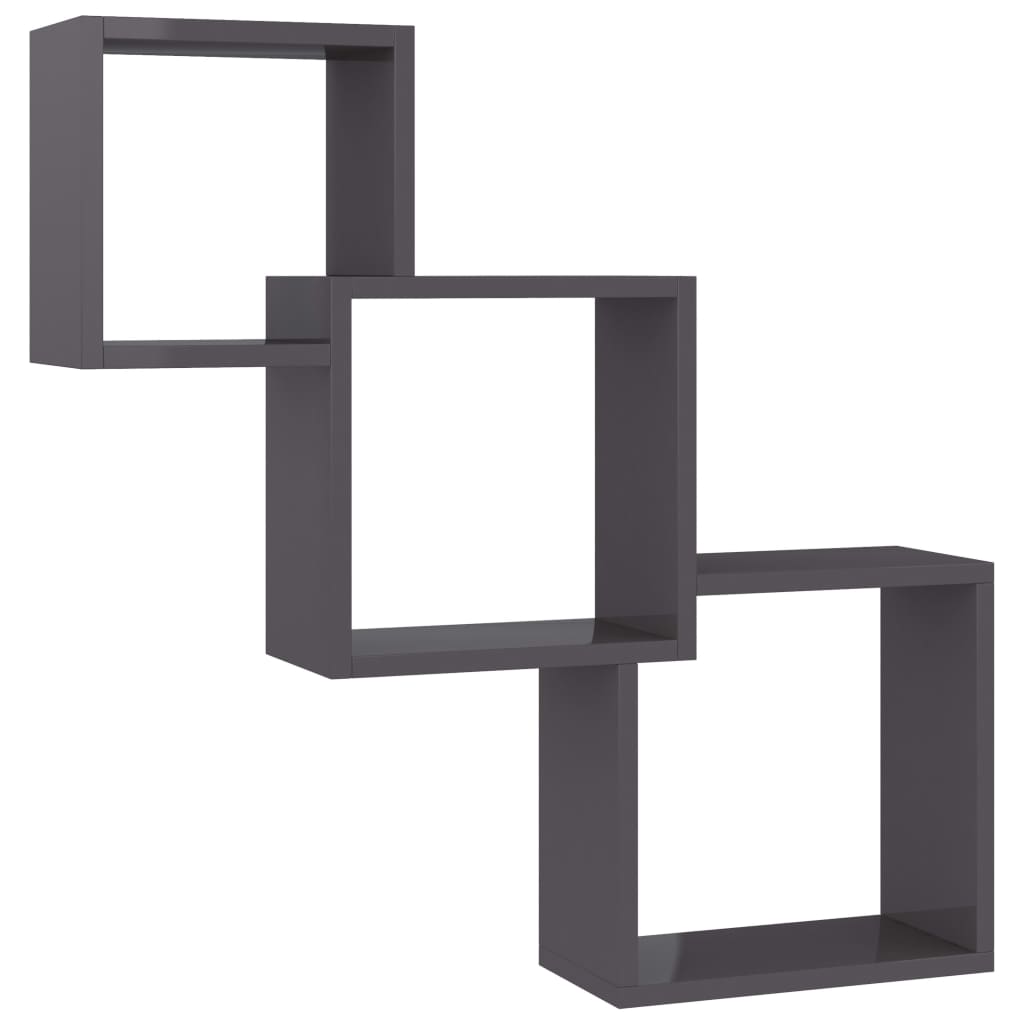 vidaXL Cube Wandregale Hochglanz-Schwarz 68x15x68 cm Holzwerkstoff