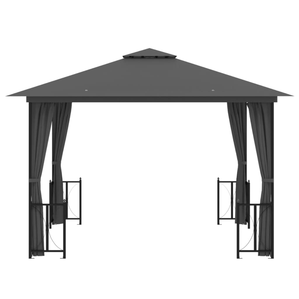 vidaXL Pavillon mit Seitenwänden & Doppeldach 3x3 m Anthrazit