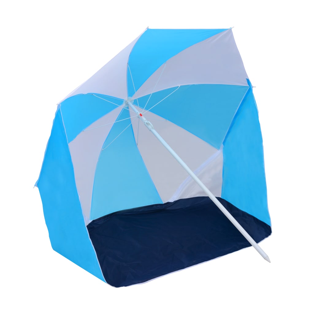 vidaXL Strandschirm-Windschutz Blau und Weiß 180 cm Stoff