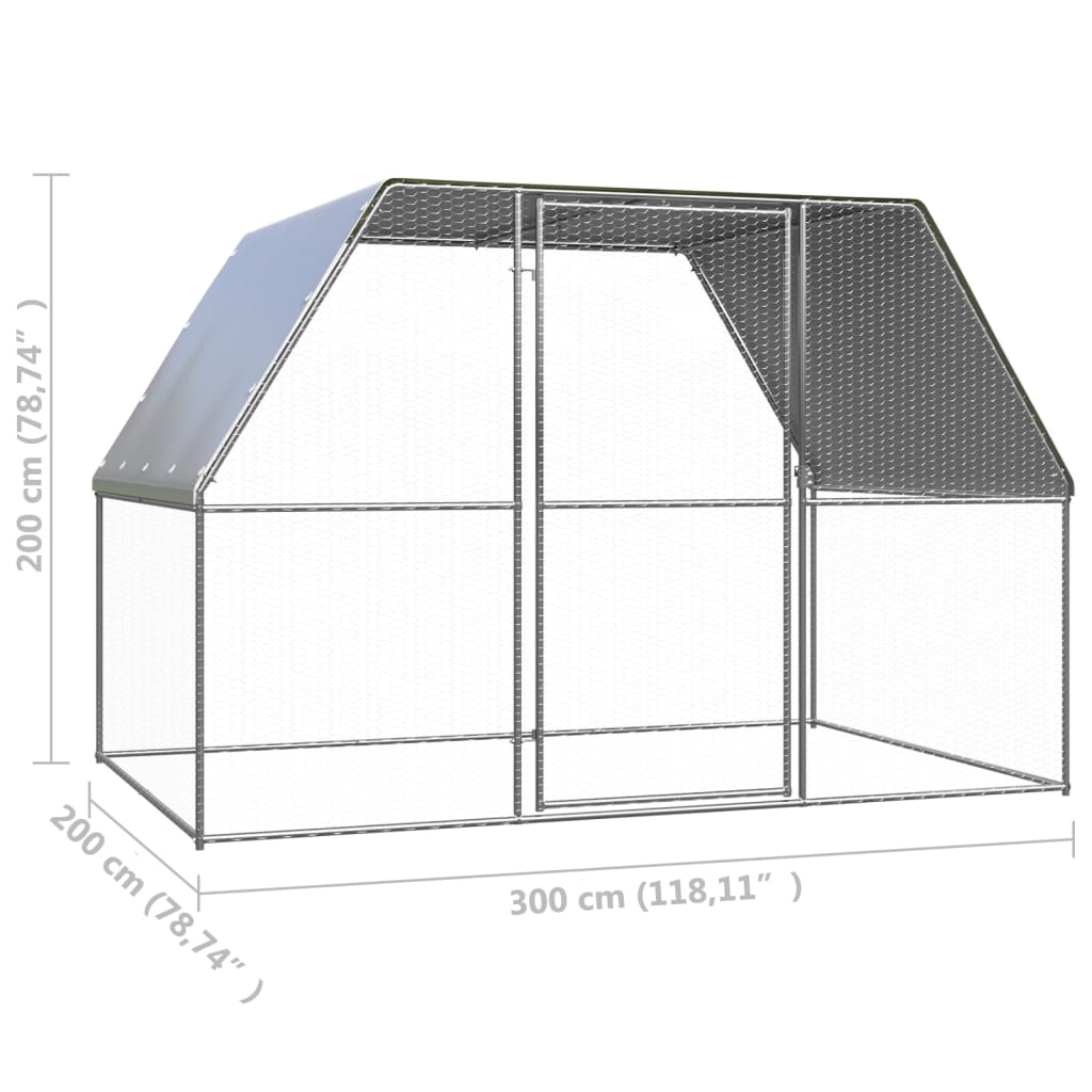 vidaXL Outdoor-Hühnerkäfig 3x2x2 m Verzinkter Stahl