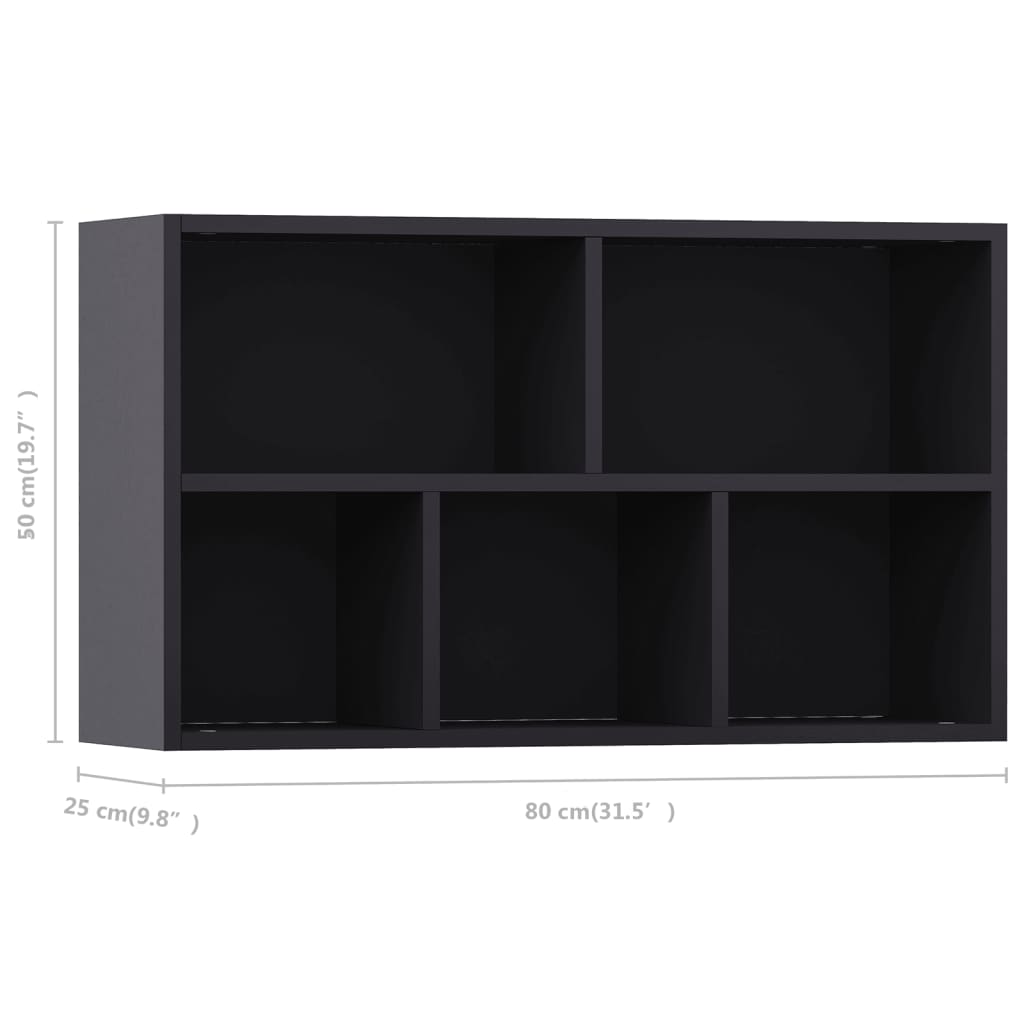 vidaXL Bücherregal/Sideboard Grau 50x25x80 cm Holzwerkstoff