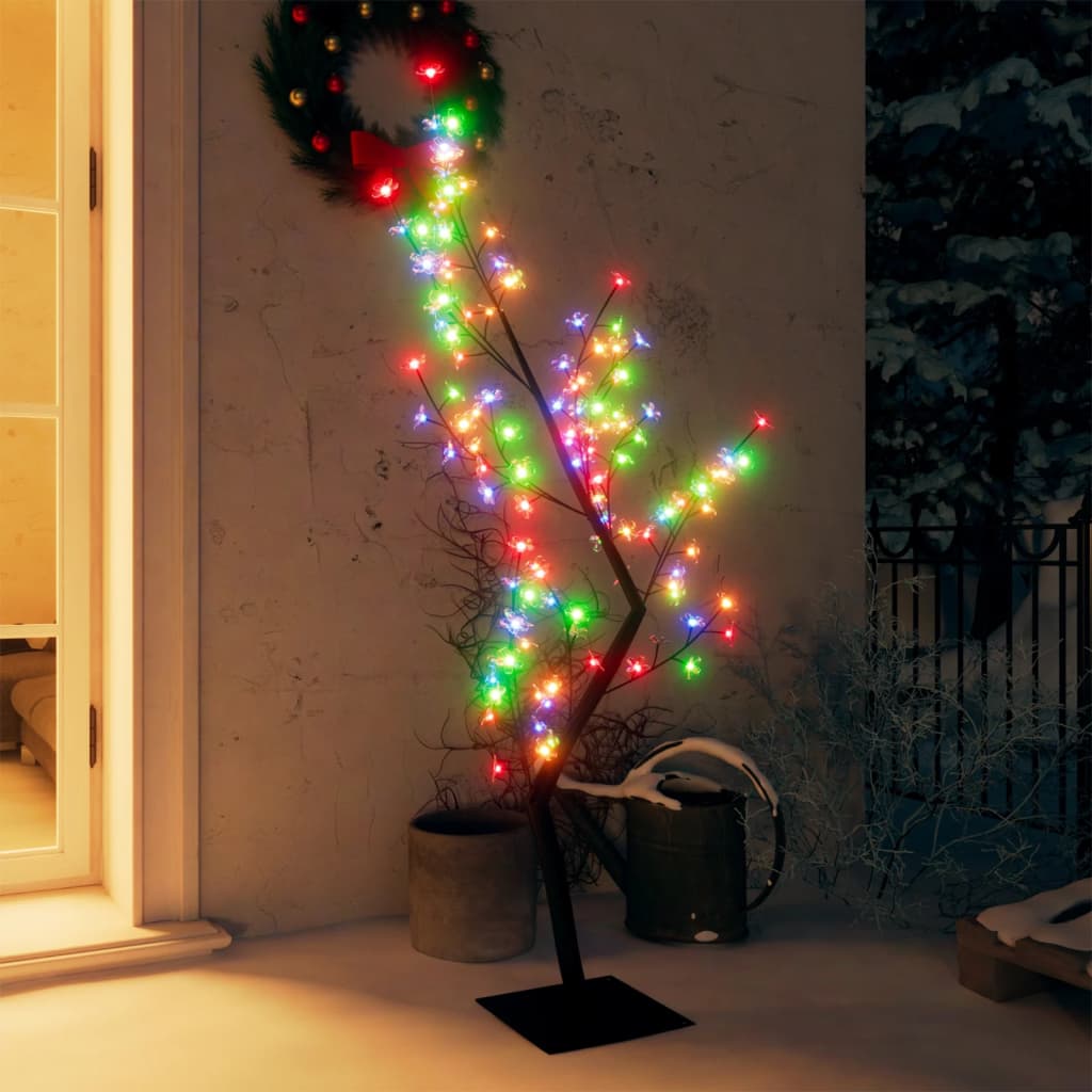 vidaXL Weihnachtsbaum 128 LEDs Bunt Kirschblüten 120 cm