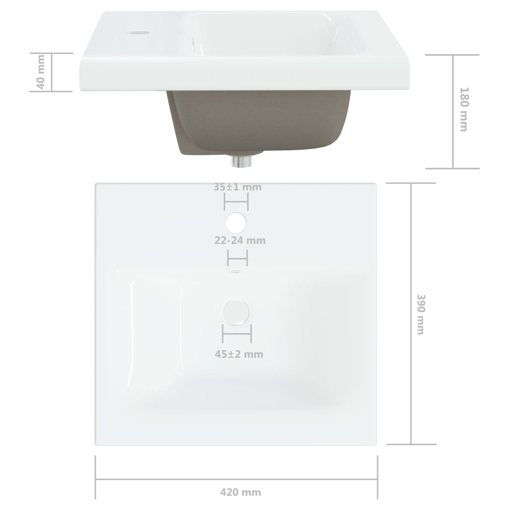 vidaXL Einbauwaschbecken mit Wasserhahn 42x39x18 cm Keramik Weiß