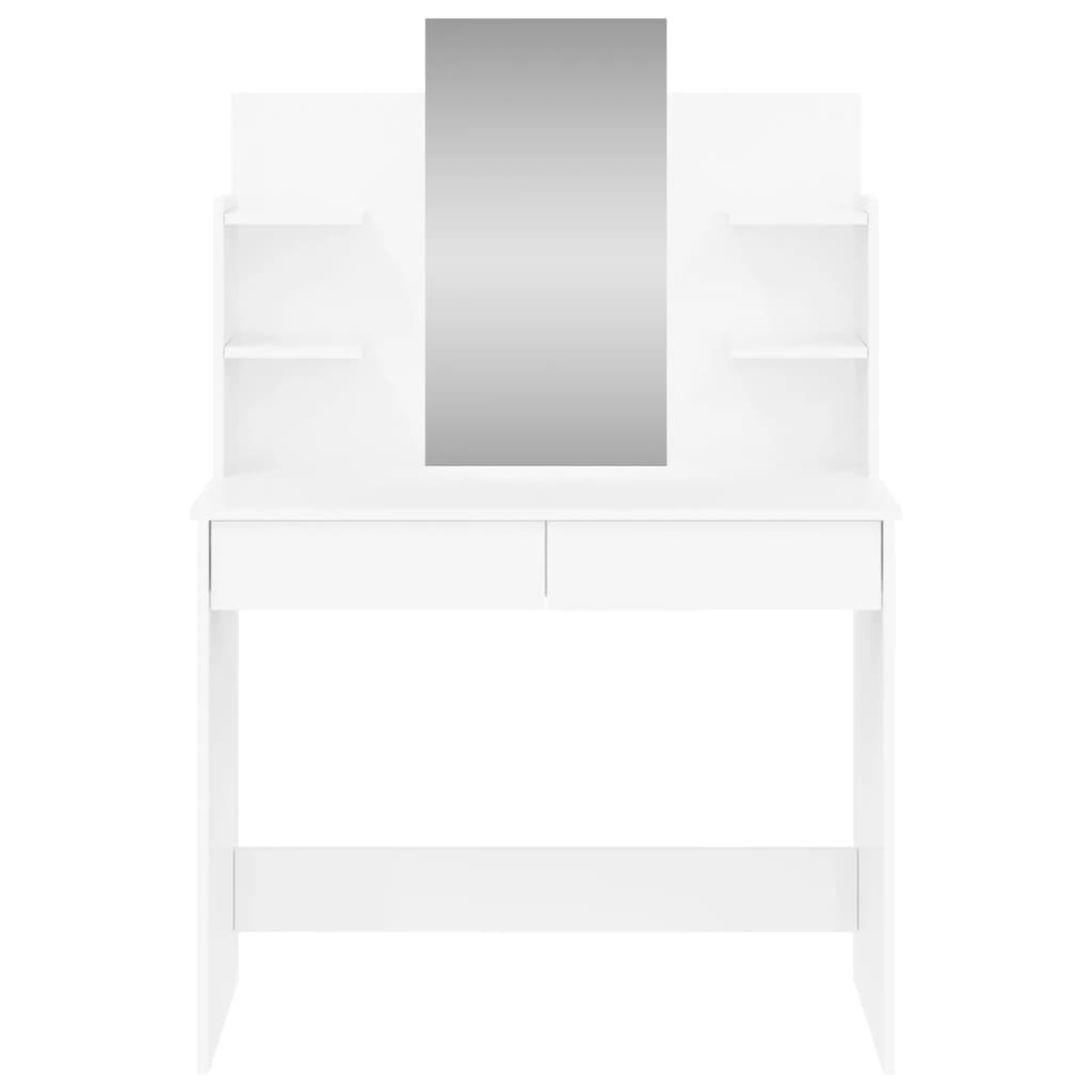 vidaXL Schminktisch mit Spiegel Hochglanz-Weiß 96x39x142 cm