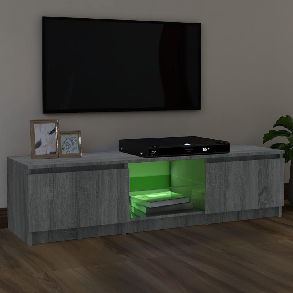 vidaXL TV-Schrank mit LED-Leuchten Grau Sonoma 120x30x35,5 cm