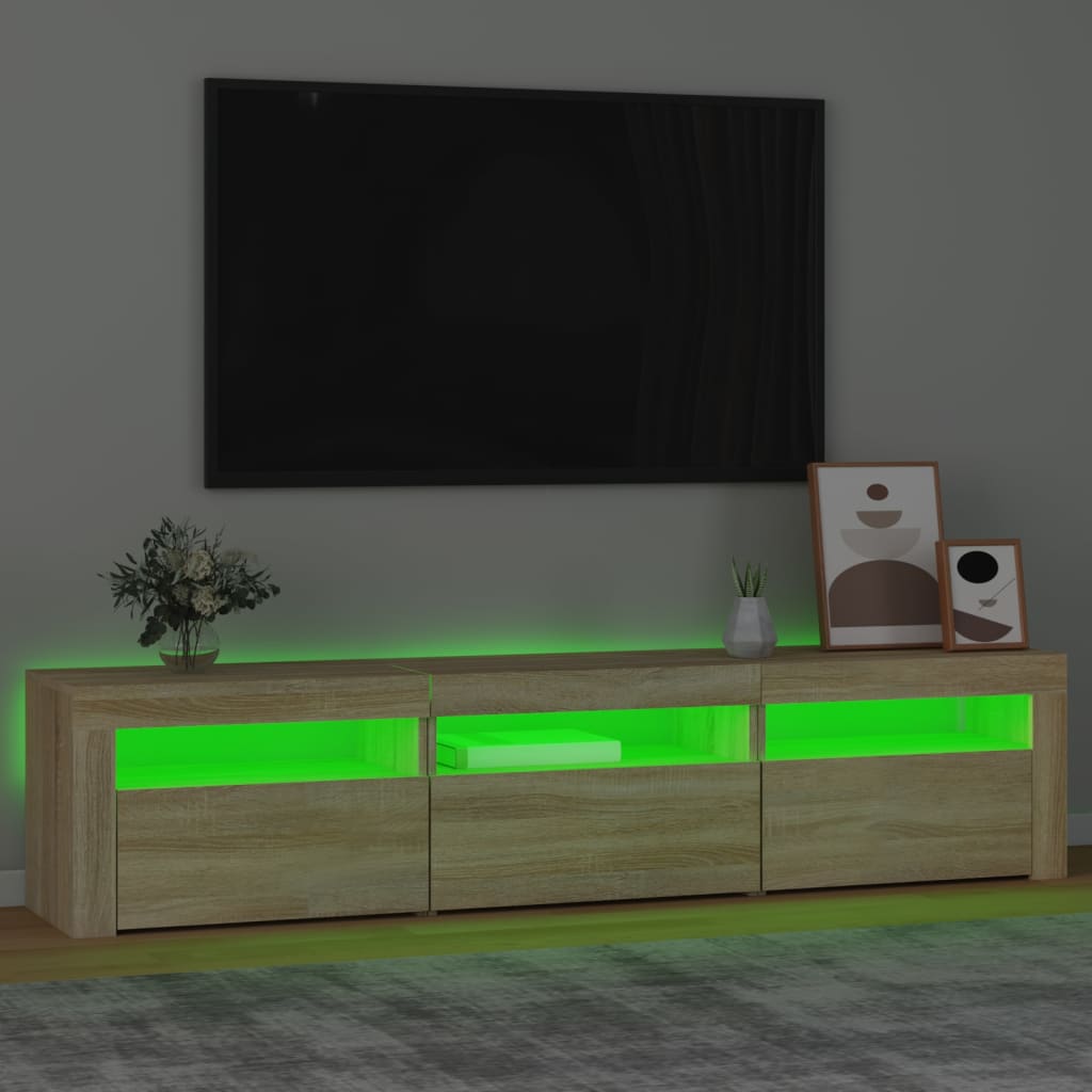 vidaXL TV-Schrank mit LED-Leuchten Sonoma-Eiche 180x35x40 cm