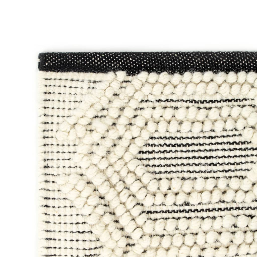 vidaXL Teppich Handgewebt Wolle 160×230 cm Weiß/Schwarz