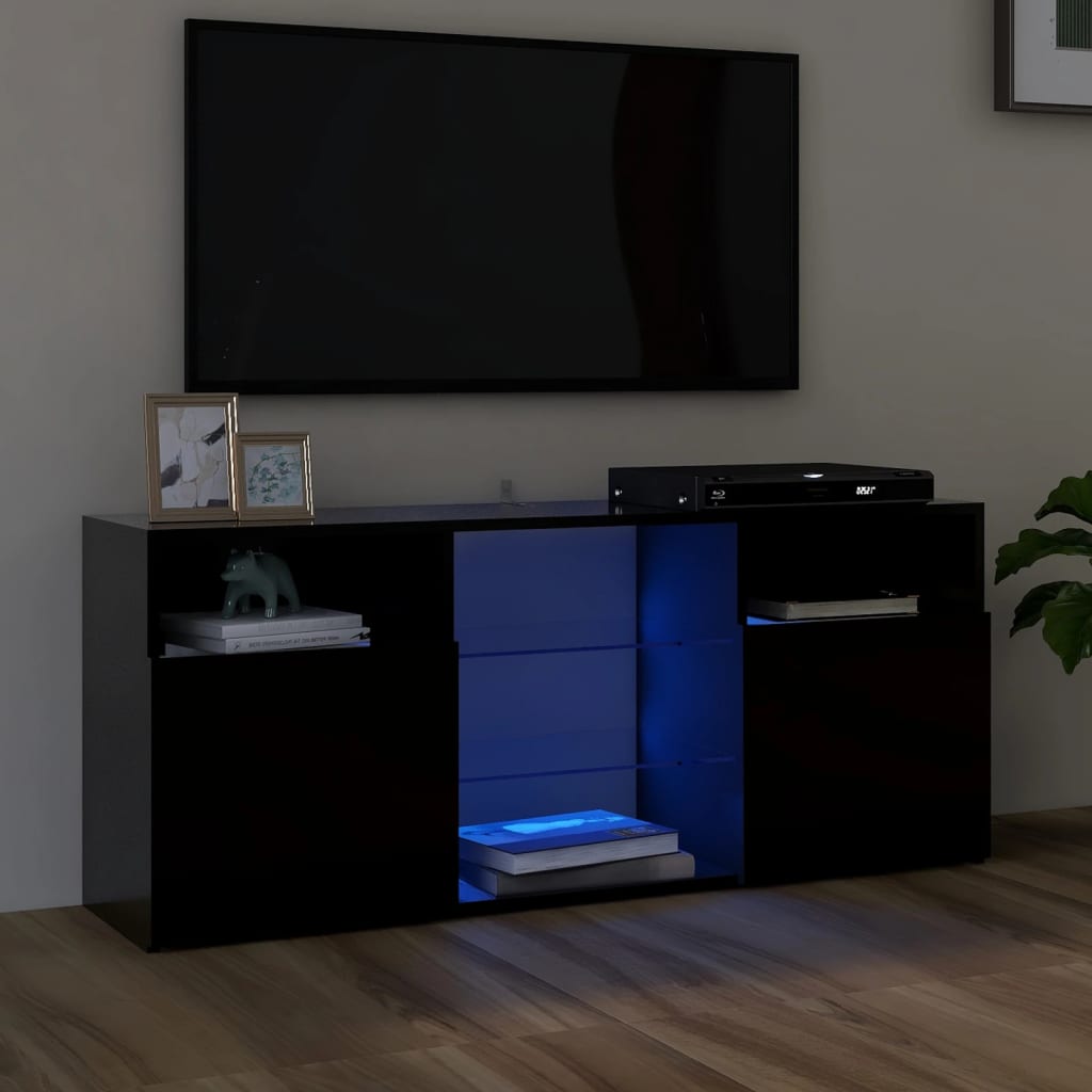 vidaXL TV-Schrank mit LED-Leuchten Schwarz 120x30x50 cm