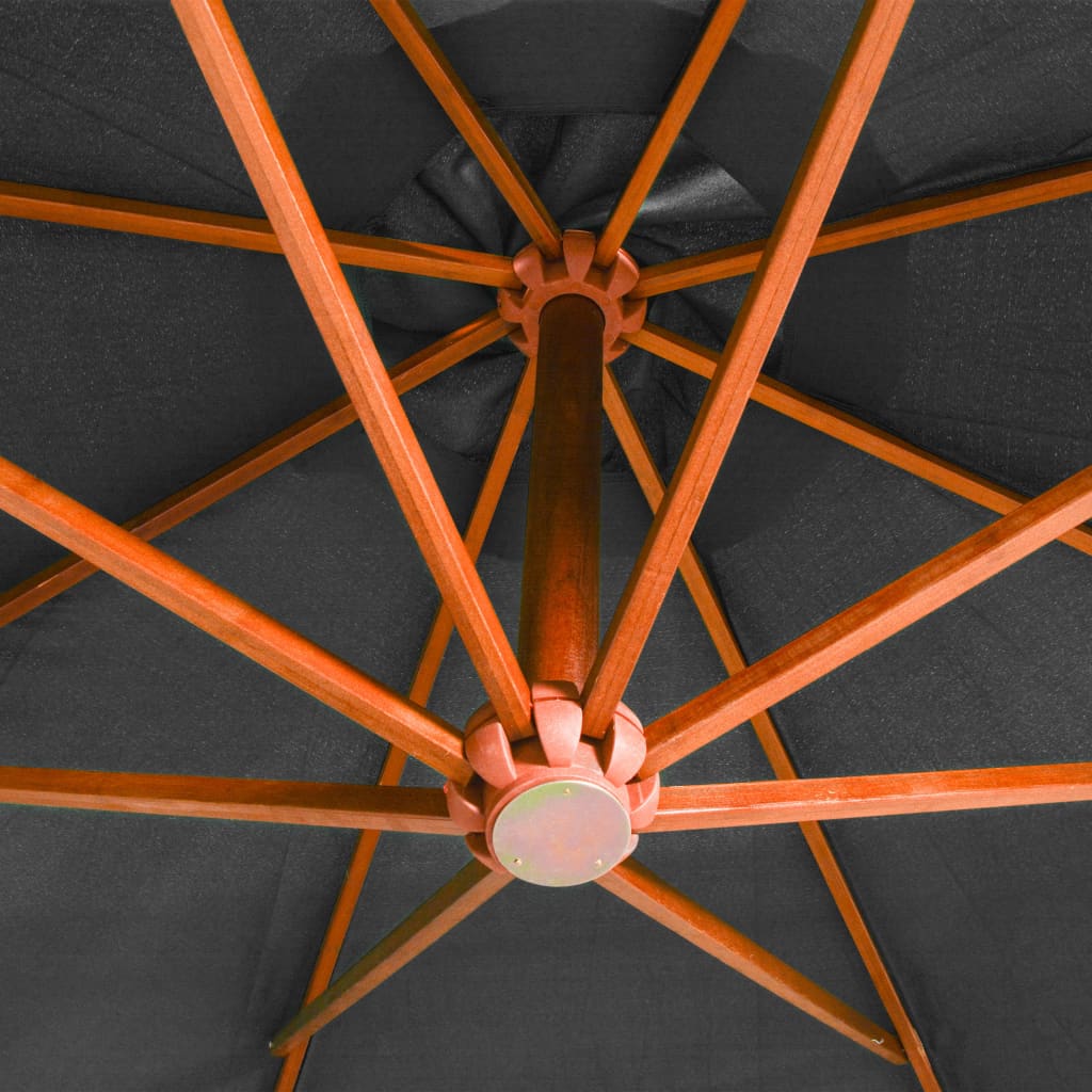 vidaXL Ampelschirm mit Mast Anthrazit 3,5x2,9 m Massivholz Tanne