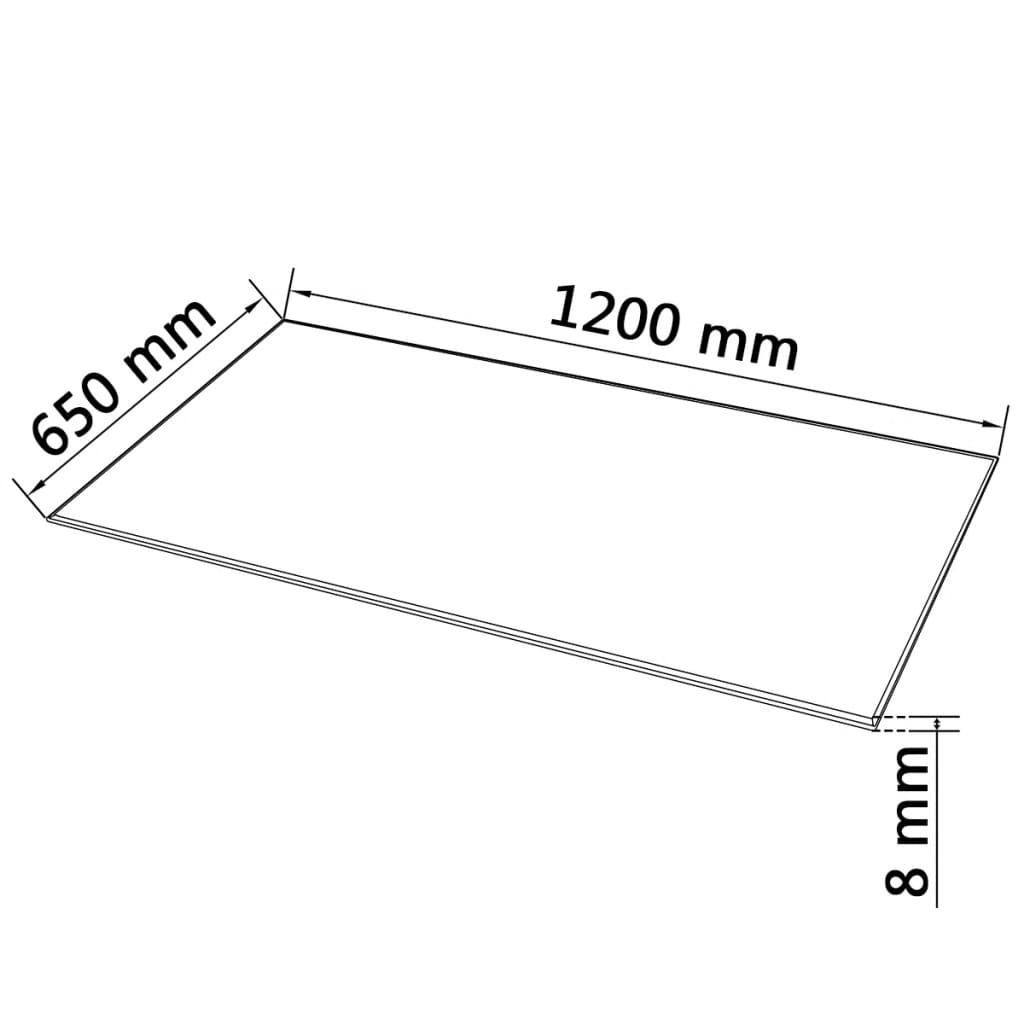 vidaXL Tischplatte aus gehärtetem Glas rechteckig 1200x650 mm