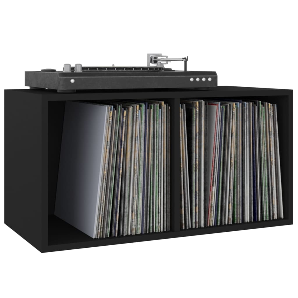 vidaXL Schallplatten-Aufbewahrungsbox Schwarz 71x34x36cm Holzwerkstoff