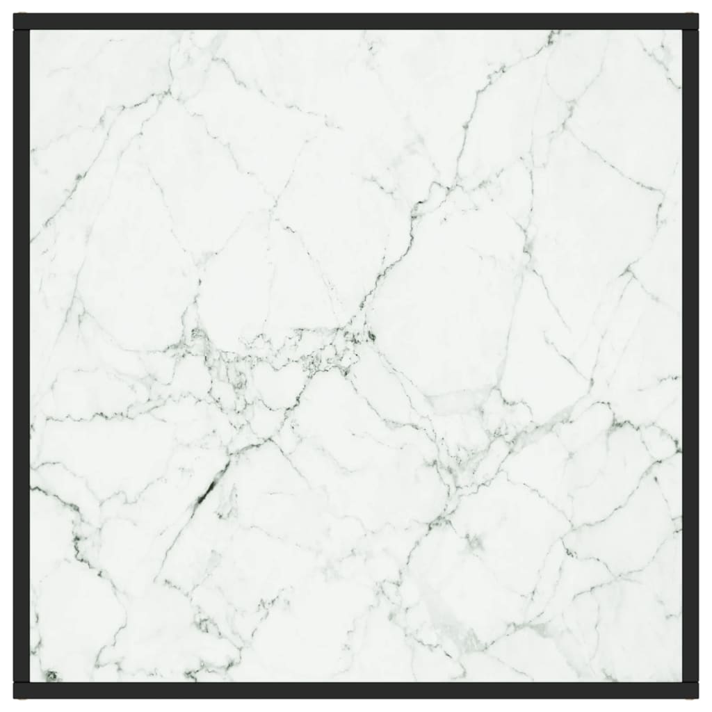vidaXL Couchtisch Schwarz mit Weißem Glas in Marmor-Optik 80x80x35 cm
