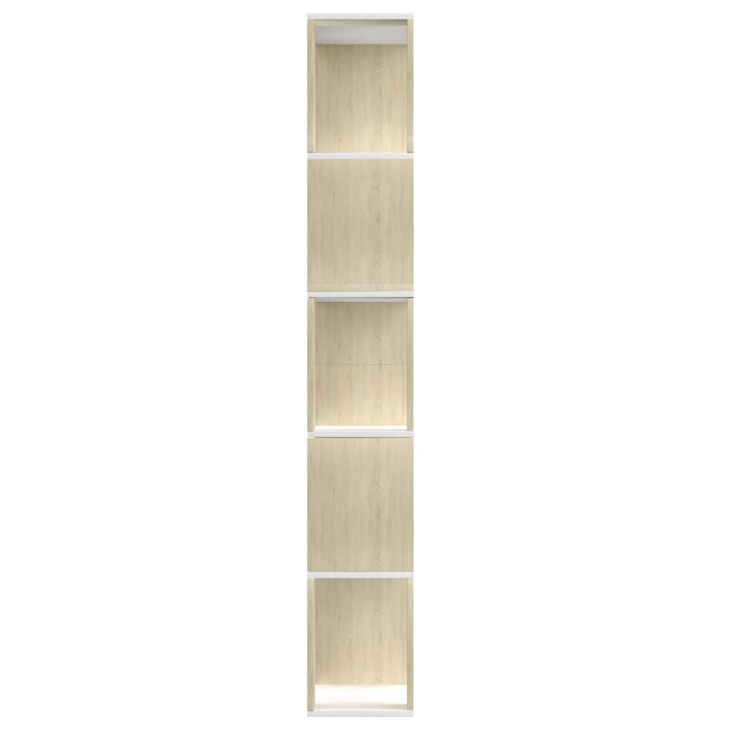 vidaXL Bücherregal/Raumteiler Weiß Sonoma-Eiche 80x24x159 cm