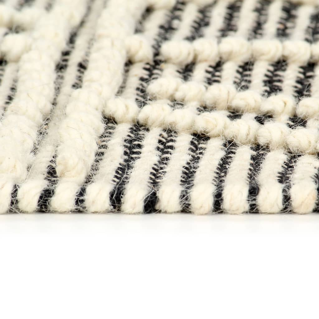 vidaXL Teppich Handgewebt Wolle 140×200 cm Schwarz/Weiß