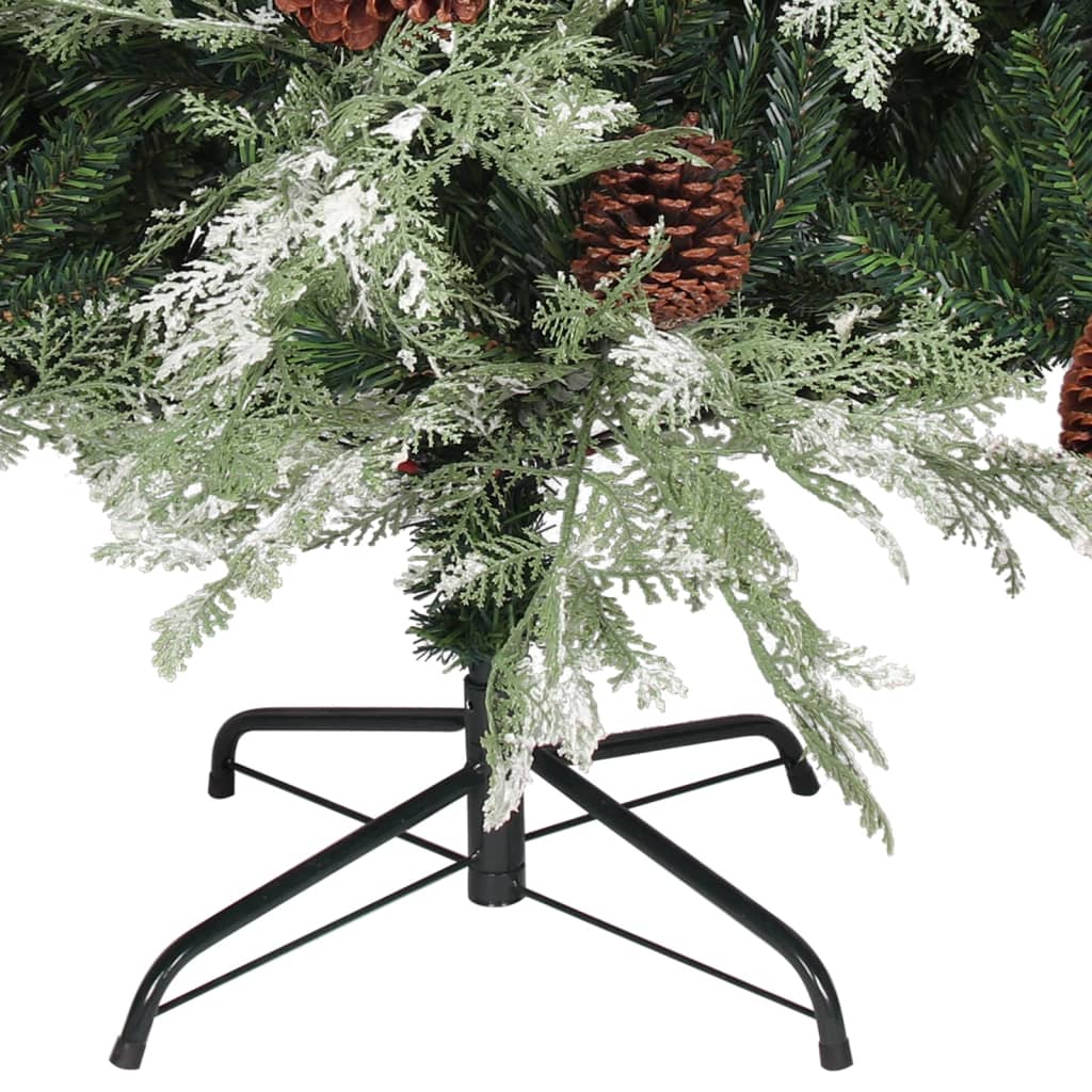 vidaXL Weihnachtsbaum mit Zapfen Grün und Weiß 195 cm PVC & PE