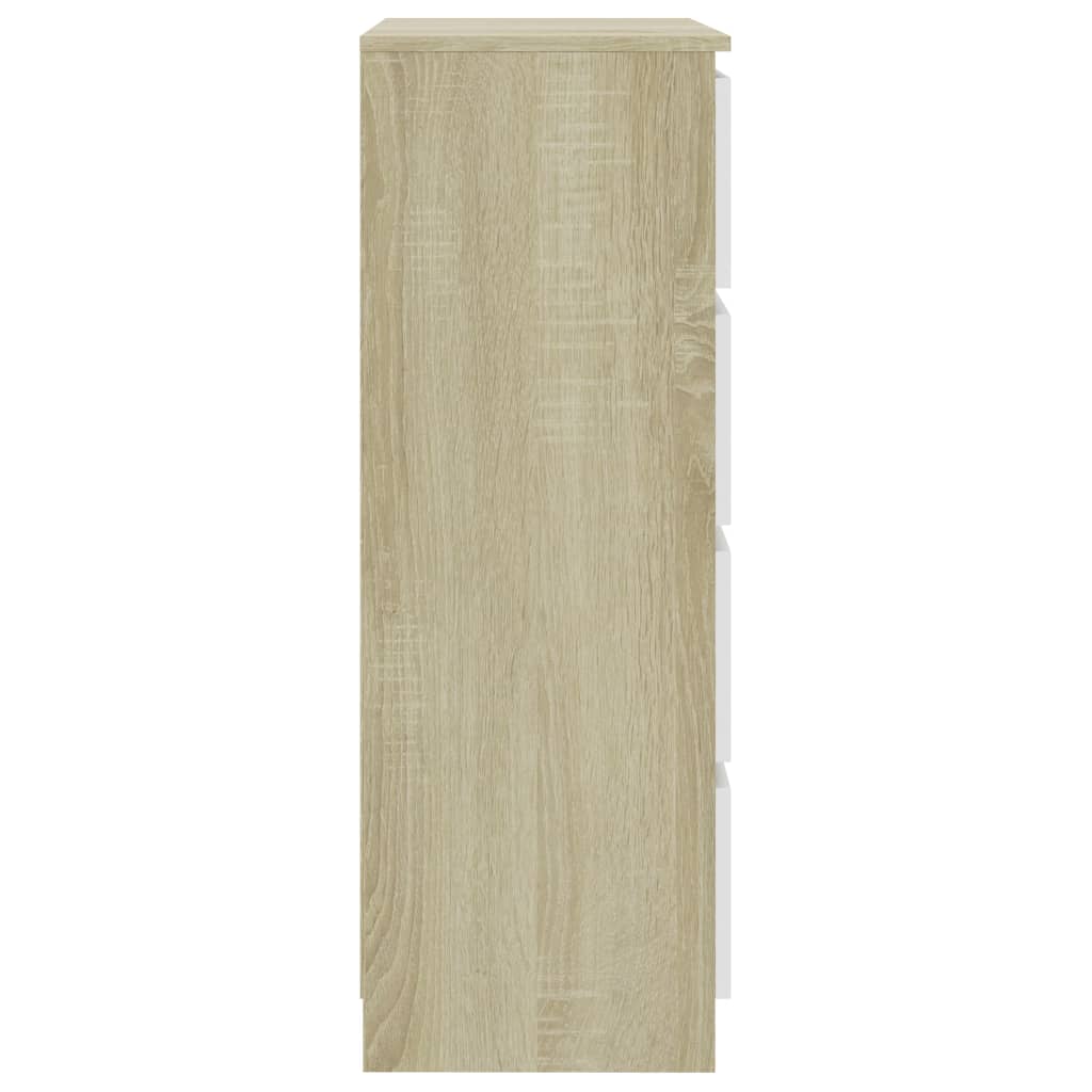 vidaXL Sideboard Weiß Sonoma-Eiche 60x35x98,5 cm Holzwerkstoff