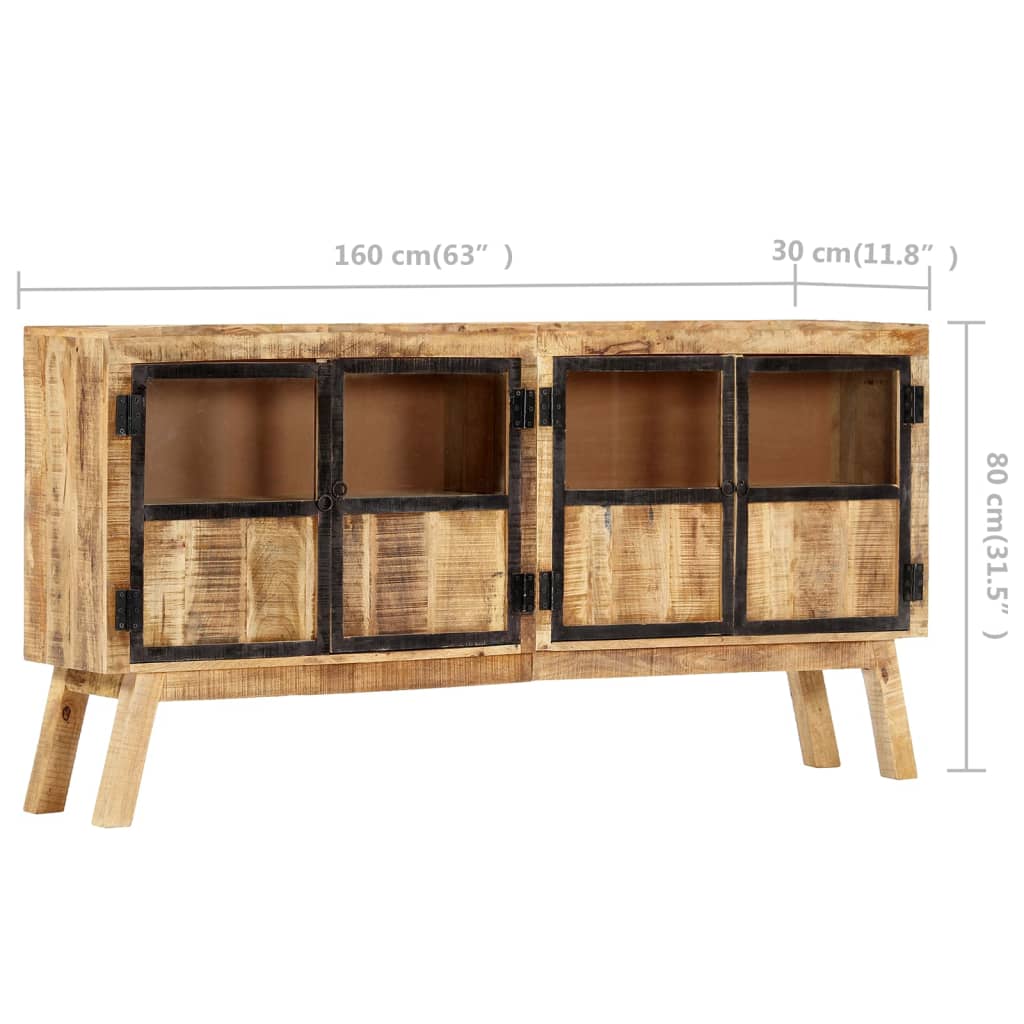 vidaXL Sideboard Braun und Schwarz 160×30×80 cm Raues Mango-Massivholz